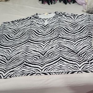 MICHAEL Michael Kors Black and White Zebra Print Top